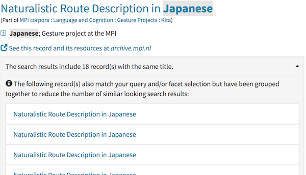 Result item with expanded "duplicates"